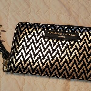Adrienne Vittadini Black and Gold Women's Wallet
